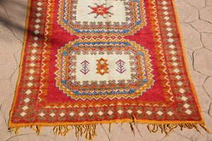 1960s Vintage Orange Moroccan Berber Rug