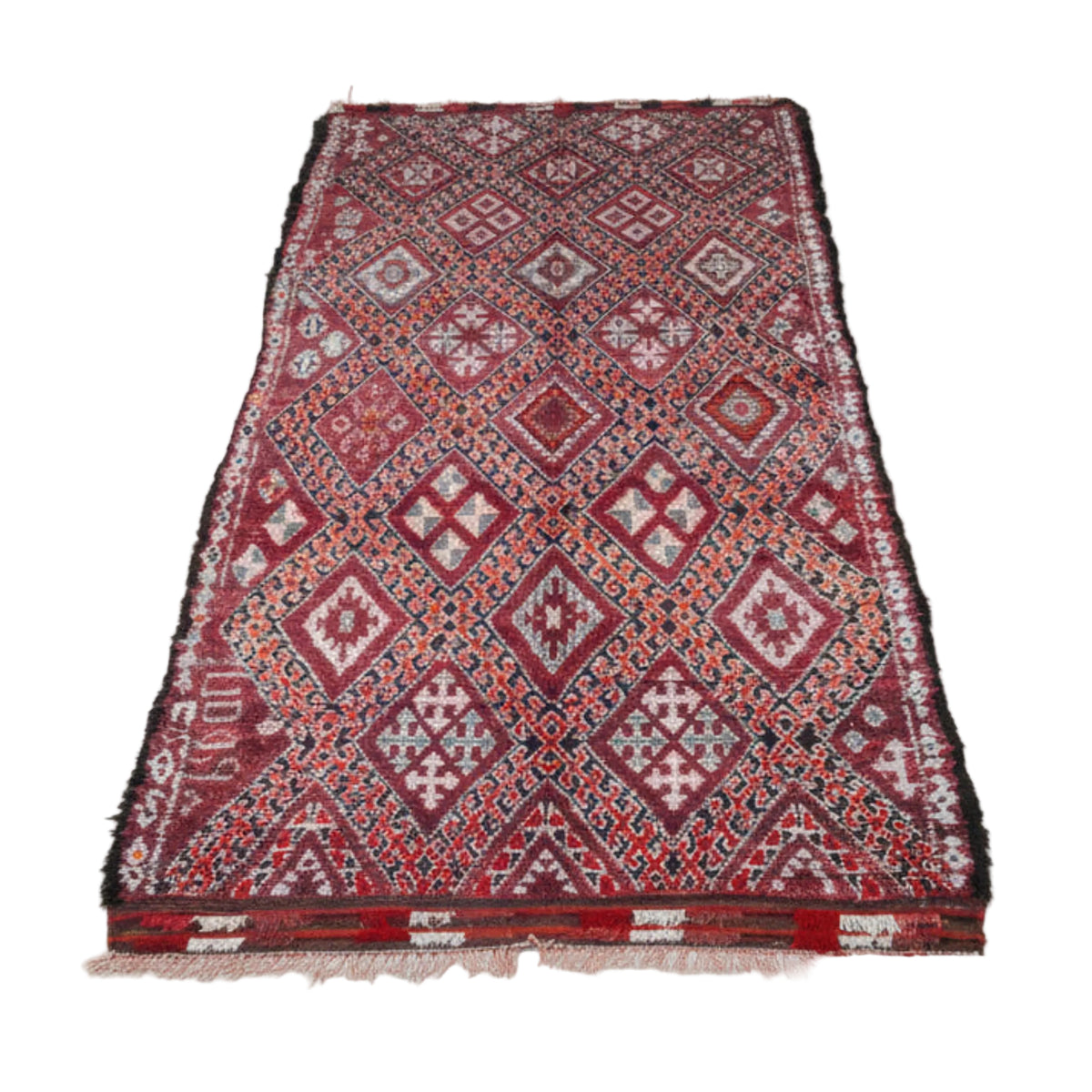 1960s Vintage Moroccan Berber Rug by Berber Tribes, Hand-Woven Wool