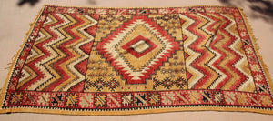 1960s Moroccan authentic Berber Rug Orange Yellow and Ivory 10 ft x 5ft.