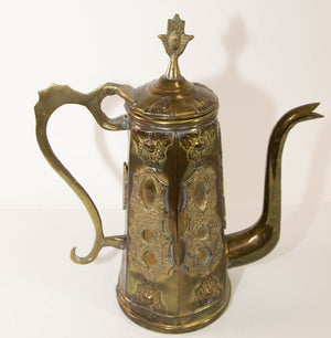 Antique Moroccan Moorish Style Middle Eastern Islamic Brass Coffee Pot