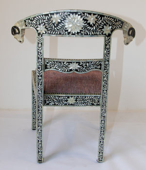 Anglo-Indian Mughal Mother of Pearl Inlaid Side Chair with Ram's Head 1 of 4