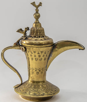 Antique Islamic Dallah Arabic Turkish Brass Coffee Pot or Tea Pot