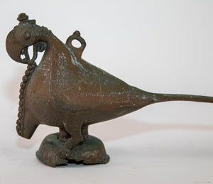 Antique Indian Bronze Parrot Figure oil Lamp Rajasthan 19th Century
