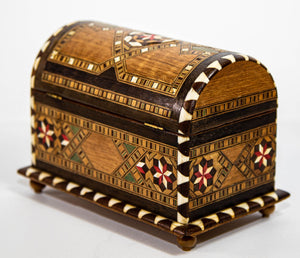 Moorish Spain Arch Top Wood Inaid Marquetry Jewelry Box