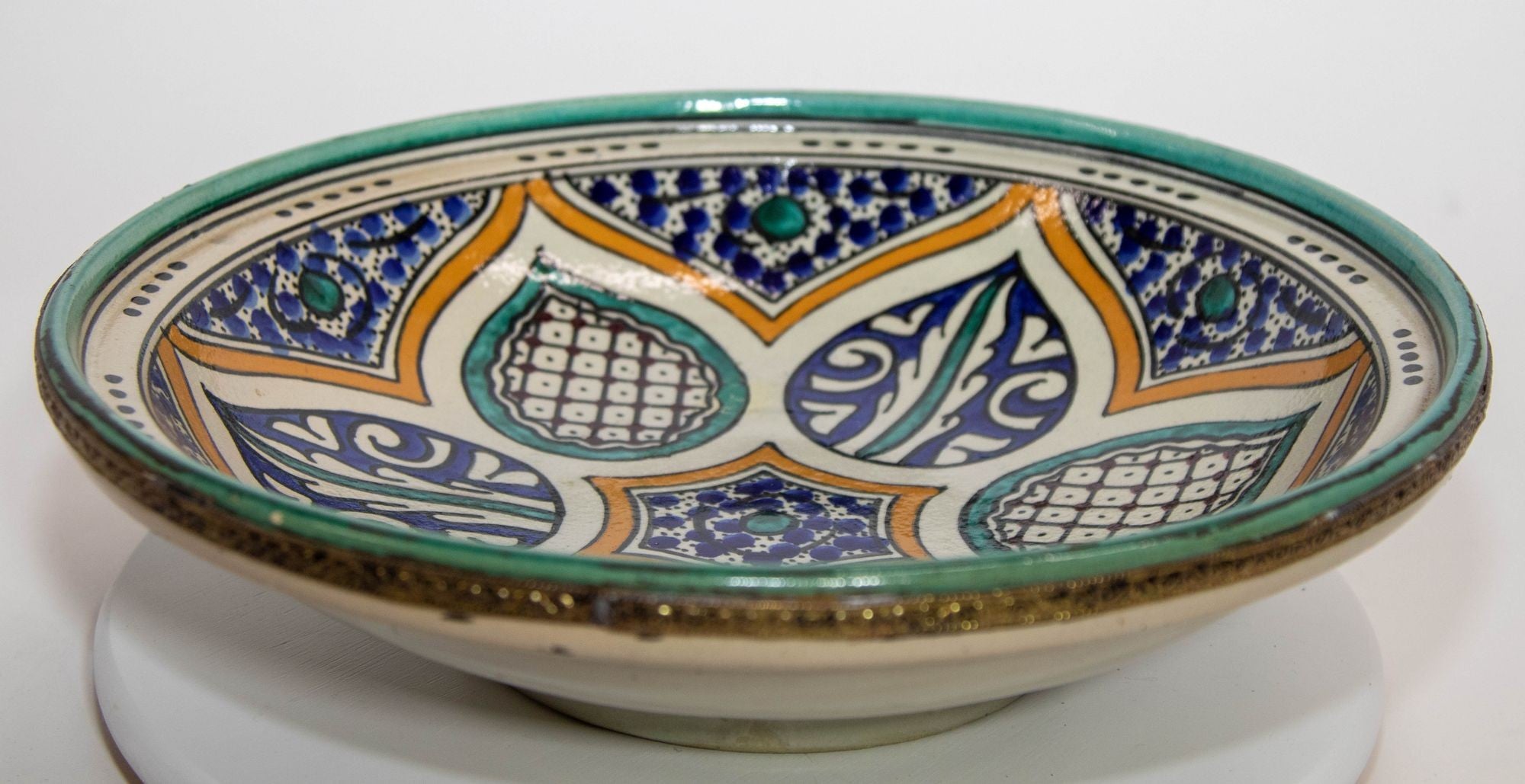 Moroccan Ceramic Bowl from Fez Antique from 1940's