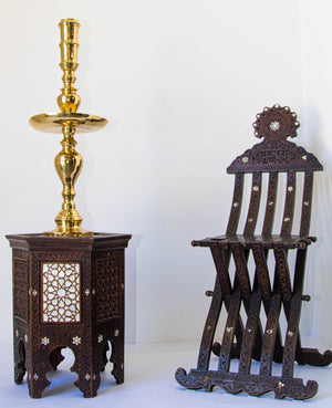 Vintage Polished Brass Moroccan Pillar Candle Holder
