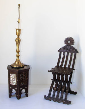 Vintage Polished Etched Solid Brass Candle Holder Table Lamp India