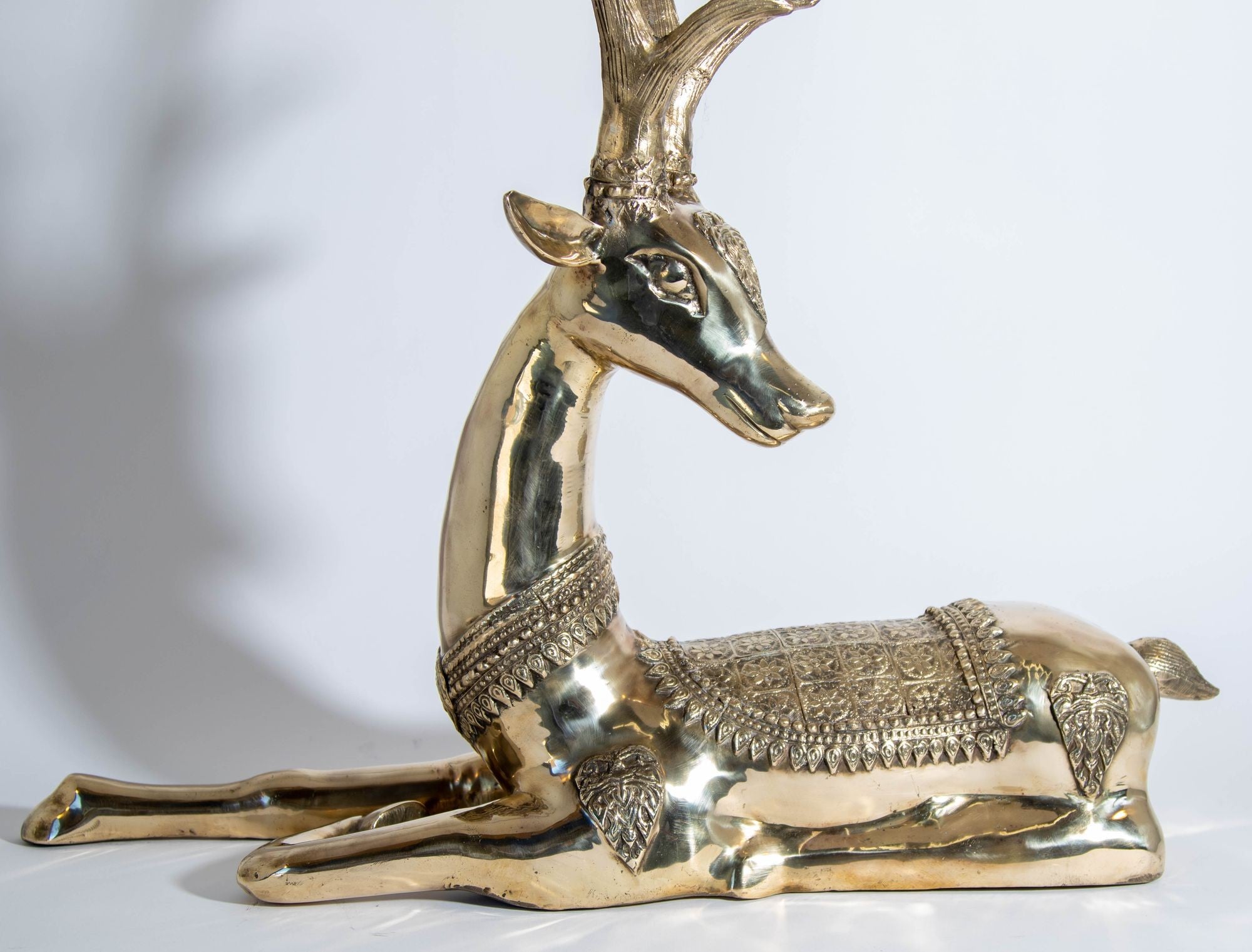 1960s Hollywood Regency Large Brass Deer by Sarreid Ltd Spain E