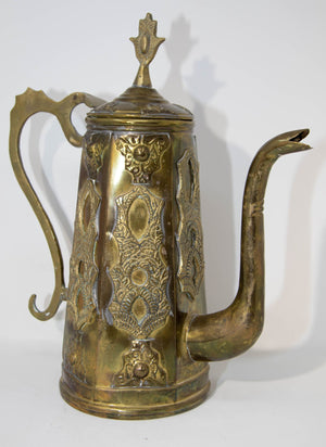Antique Moroccan Moorish Style Middle Eastern Islamic Brass Coffee Pot