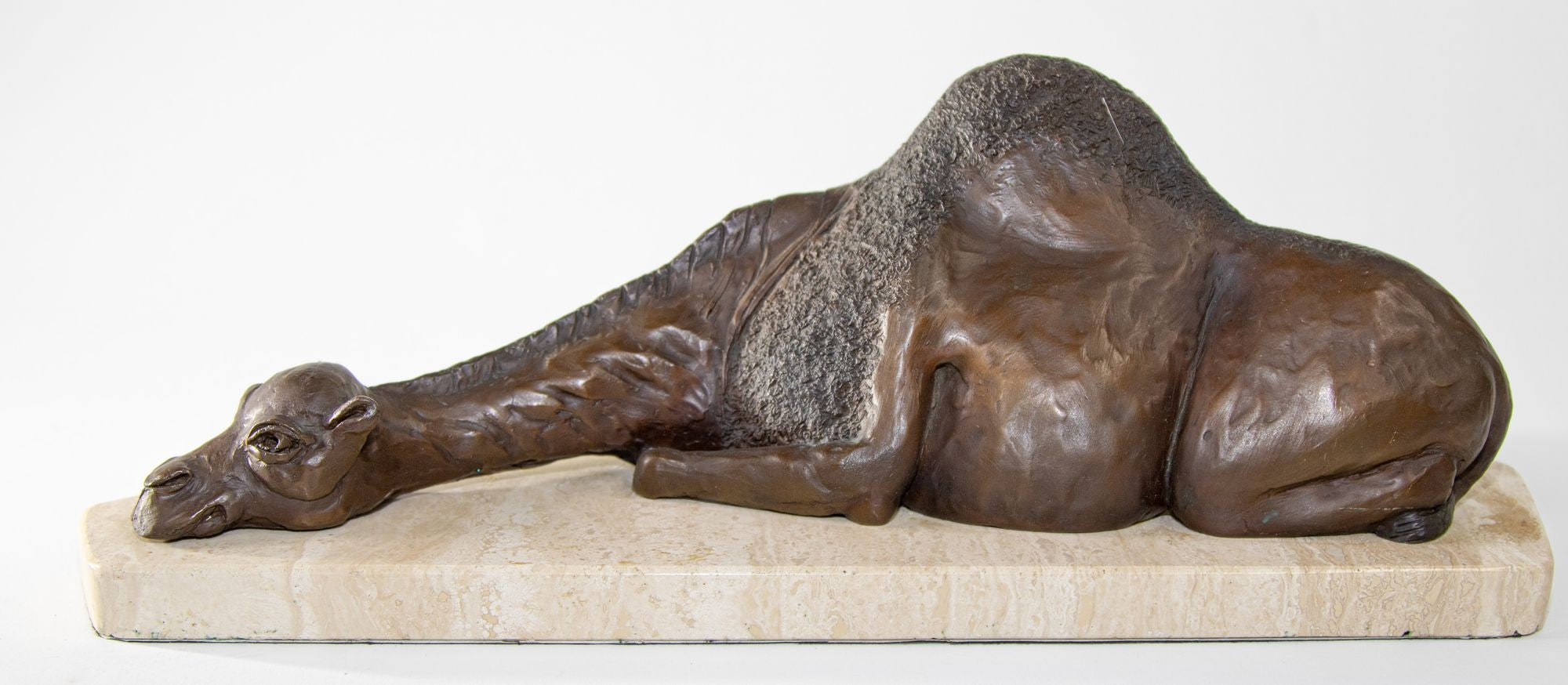 Bronze Resting Camel Sculpture on Marble Stand French School