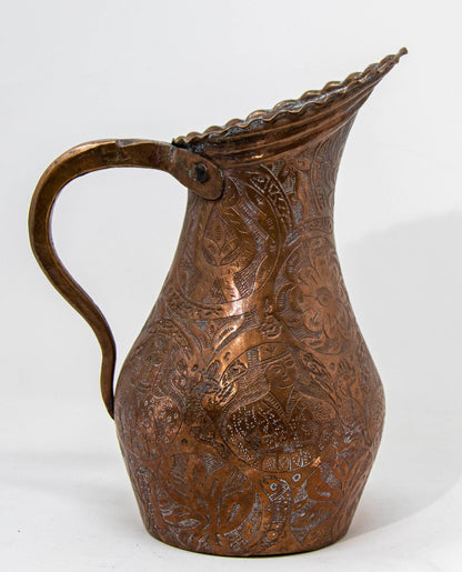 Islamic Persian Copper Pitcher Antique 19th Century Middle Eastern Ewer