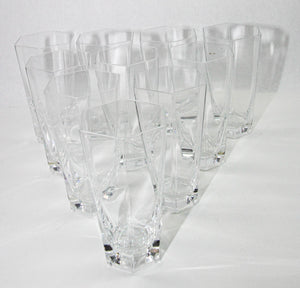 Frank Lloyd Wright by TIFFANY Crystal Tumbler Highball Glasses Barware Set of 8