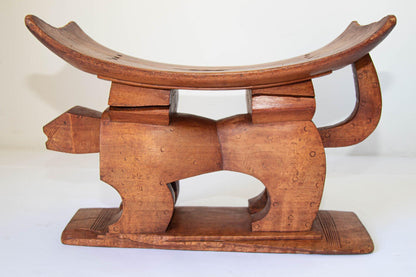 Antique Ghanian Ashanti Style Stool with Leopard Carved, Africa — additional view 2