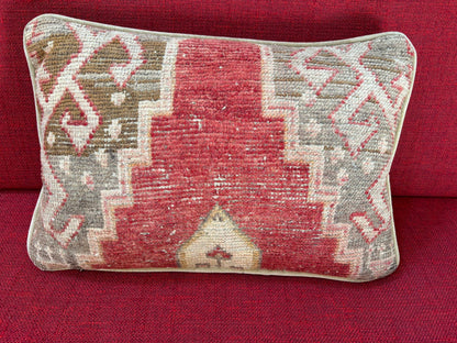 1940s Antique Tabriz Persian Rug Pillow with Geometric Motifs