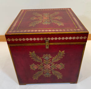 Moroccan Hand Painted Decorative Storage Trunk Chest Side Table