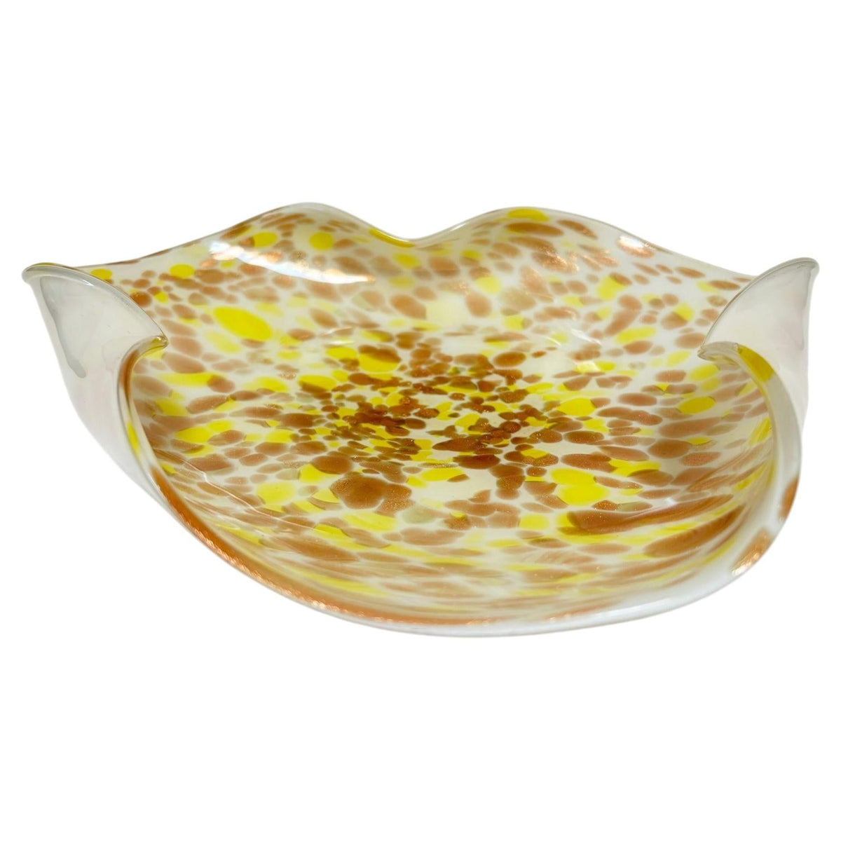 Large Murano Gold Aventurine Art Glass Bowl Flower Form Italy 1950s — additional view 10