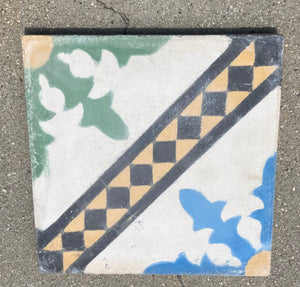 Moroccan Hand-Painted Cement Tile with Traditional Fez Design