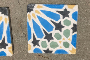 Moroccan Encaustic Cement Tile with Moorish Fez Design