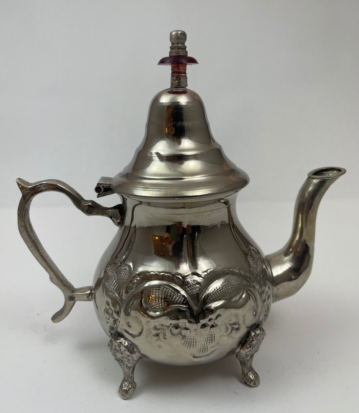 Vintage Moroccan Silver Plated Tea Pot, Handcrafted Islamic Style