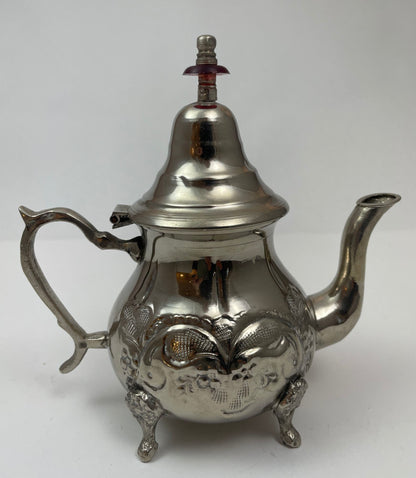 Vintage Moroccan Silver Plated Tea Pot, Handcrafted Islamic Style