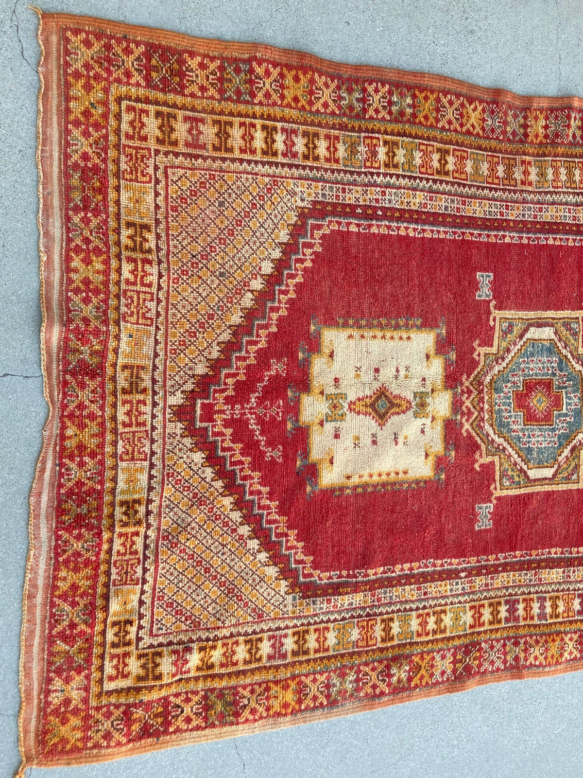 Vintage Moroccan Boujad Tribal Rug, Hand-Woven Wool by Berber Artisans