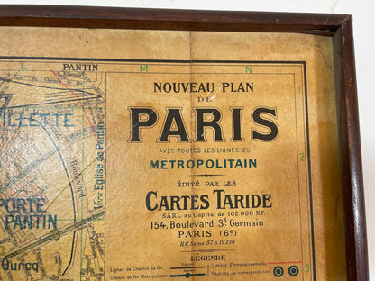 Vintage Paris Metro Map Print, Framed Mid-20th Century Artwork — additional view 2