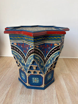 Moroccan Moorish Star Shape Blue Side Table 1960s