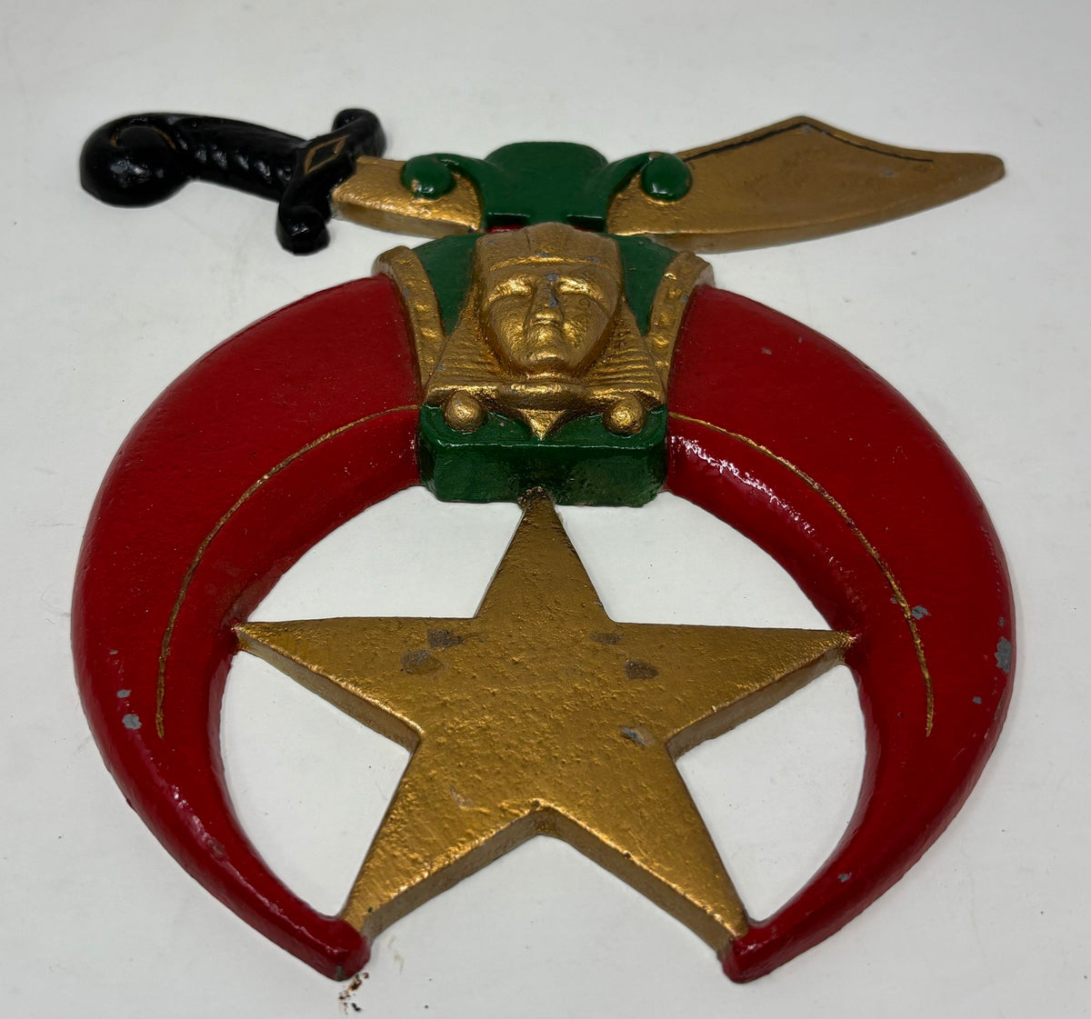 Large Crescent and Scimitar Masonic Shriners Cast Emblem Wall Plaque Freemasonry