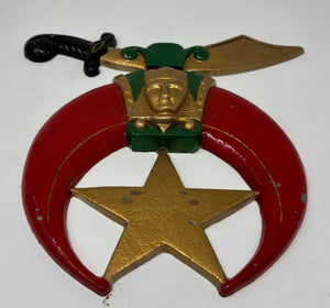 Large Crescent and Scimitar Masonic Shriners Cast Emblem Wall Plaque Freemasonry