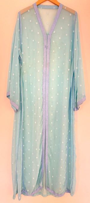 Vintage Moroccan Kaftan in Turquoise Cheer Fabric
