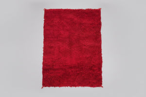 Vintage Moroccan Berber "Bed of Roses" Red Wool Rug, Handwoven, 1960s