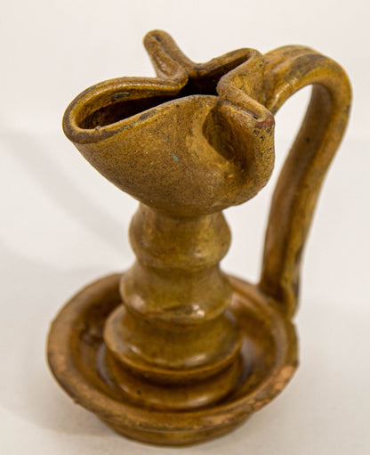 Antique Islamic Persian Nishapur Style Ceramic Glazed Oil Lamp