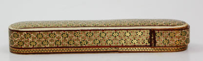 Antique Khatam Wooden Pen Box, Handcrafted Islamic Design, 1930s