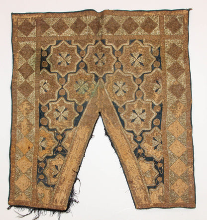 Antique Islamic Art Ottoman Metallic Threads Arched Fragment Textile 19th c.