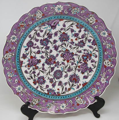 Turkish Kütahya Pottery Hand Painted Wall Hanging Plate with Iznik Pattern 1950s — additional view 2