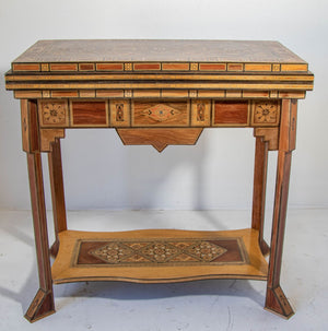 Moroccan Inlaid Card Chess Backgammon Game Table 1950