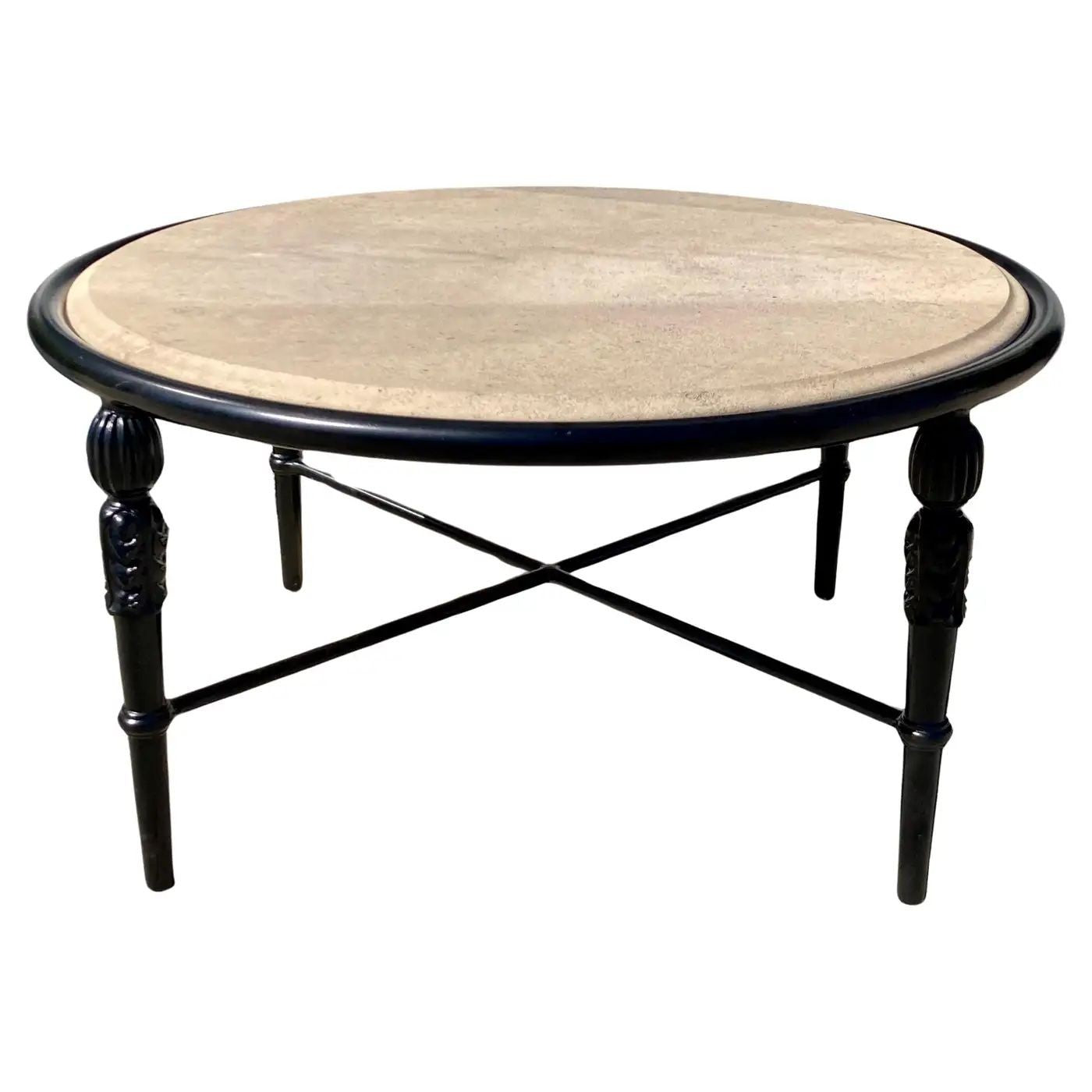 Michael Taylor Montecito Patio Round Outdoor Indoor Coffee Table With Stone Top