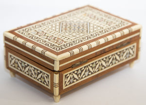 Vintage Spanish Inlaid Marquetry Decorative Music Box Inlaid with White Bone