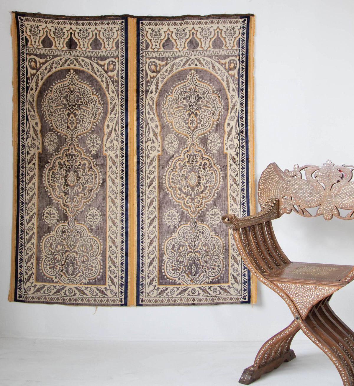 Antique Moroccan Moorish Silk Textile Tapestry Wall Hanging Hiti 19th C.