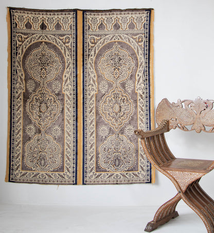 Antique Moroccan Moorish Silk Textile Tapestry Wall Hanging Hiti 19th C.