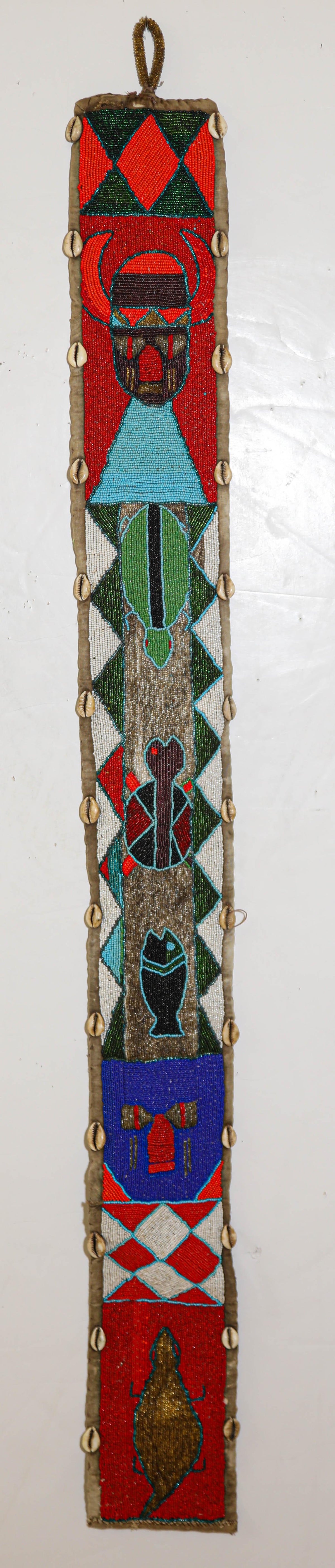 African Yoruba Diviner's Red Beaded Panel Sash 1950 — additional view 2