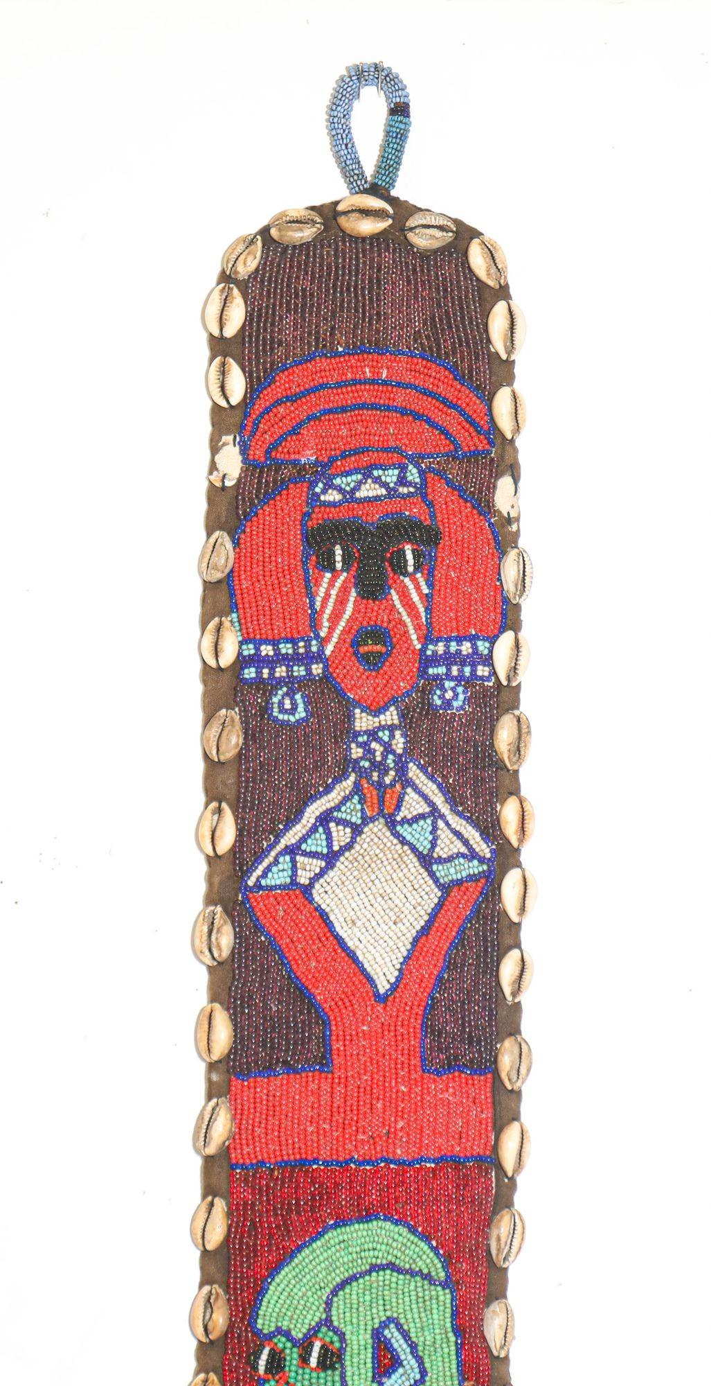 African Yoruba Diviner's Red Beaded Sash Panel 1950 — additional view 2