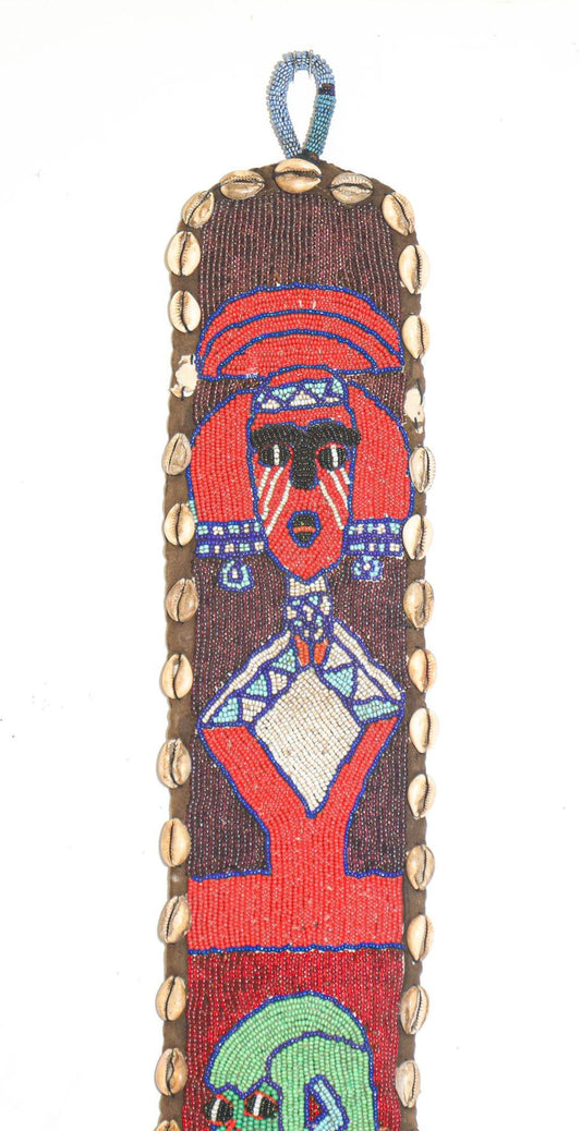 African Yoruba Diviner's Red Beaded Sash Panel 1950 — additional view 2