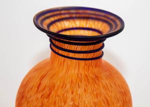 Orange Italian Blown Art Glass Murano Vase Frosted Glass