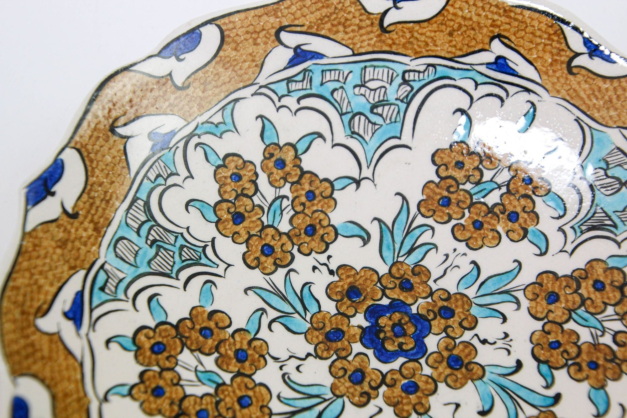 Islamic Ceramic Plate in the Iznik Style Hand Painted in Turkey 1950s