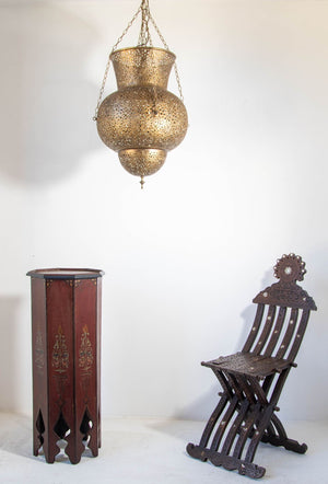 Moroccan Pedestal Table in Moorish Hand Painted Design Octagonal Shape 1960s