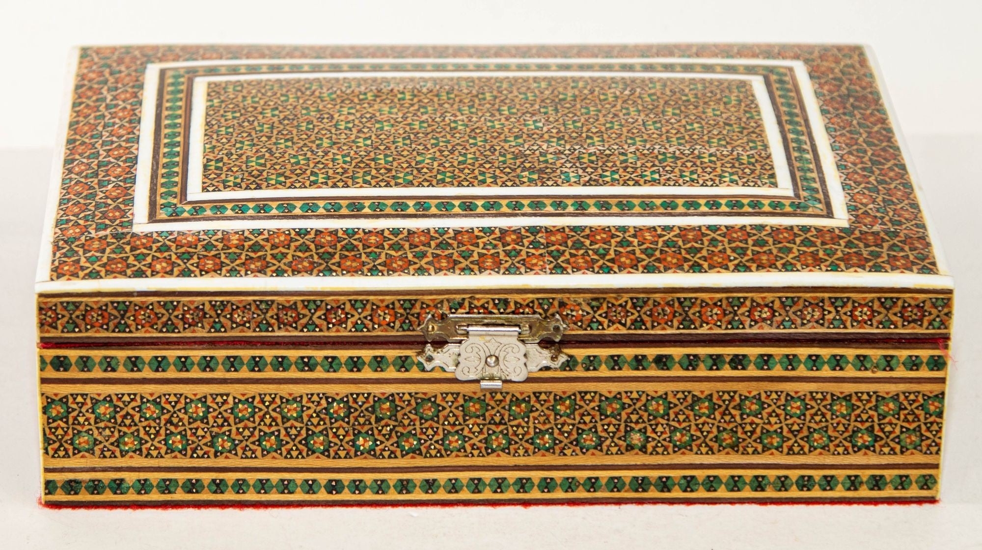Middle Eastern Persian Micro Mosaic Khatam Inlaid Jewelry Box
