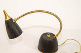 Mid-Century Modern Brass Gooseneck Desk Lamp, Black & Gold, USA, circa 1950s