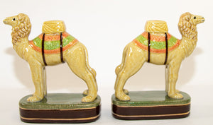 Vintage Porcelain Camel Sculptures Figurines Bookends