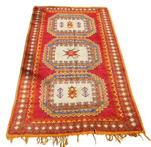 Vintage Moroccan Orange Berber Rug, Hand-Knotted Wool, 1960